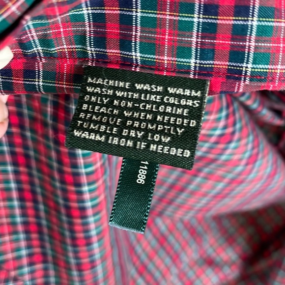 Lauren Ralph Lauren men's button up red/green plaid shirt - Picture 2 of 3
